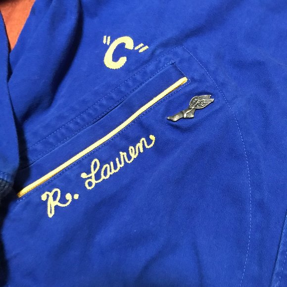 NWT $498 POLO SPORTSMAN RALPH LAUREN PINE LAKE BASEBALL JACKET BLUE YELLOW SZ M - Picture 5 of 7